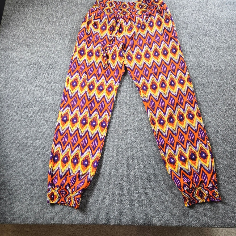 Unbranded Ikat Jogger Pants Womens M Orange Purple Excellent Boho‎ (B10)